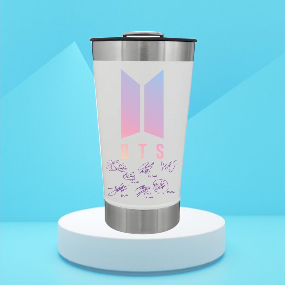 Copo Térmico BTS Assinaturas com Tampa e Abridor 473ml em Oferta na Shopee