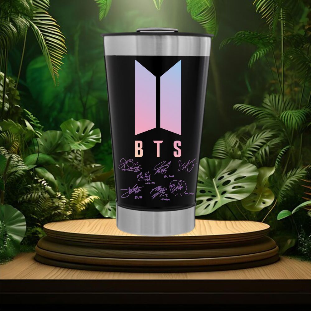 Copo Térmico BTS Assinaturas com Tampa e Abridor 473ml