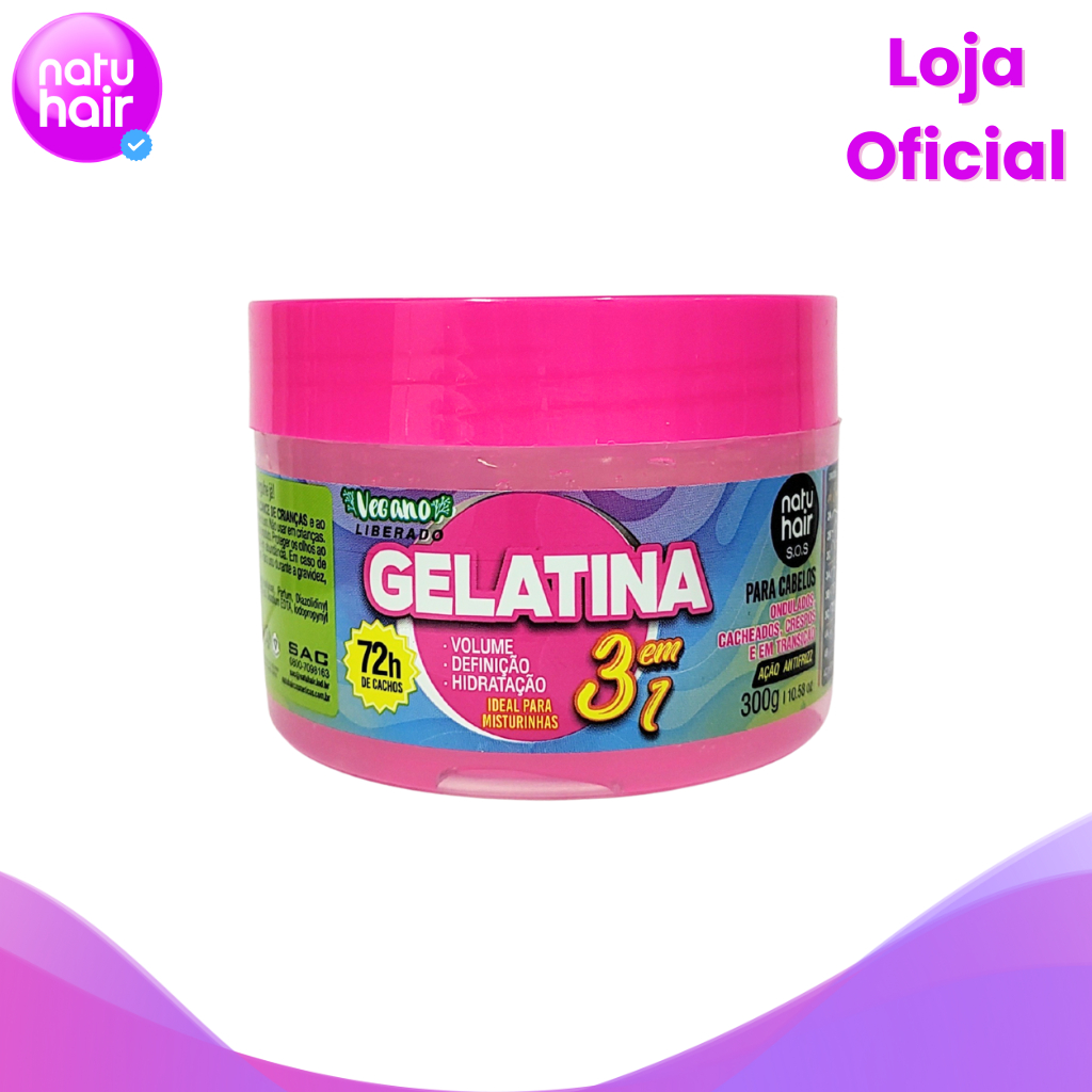 Gelatina NatuHair SOS 3 em 1 300g em Oferta na Shopee