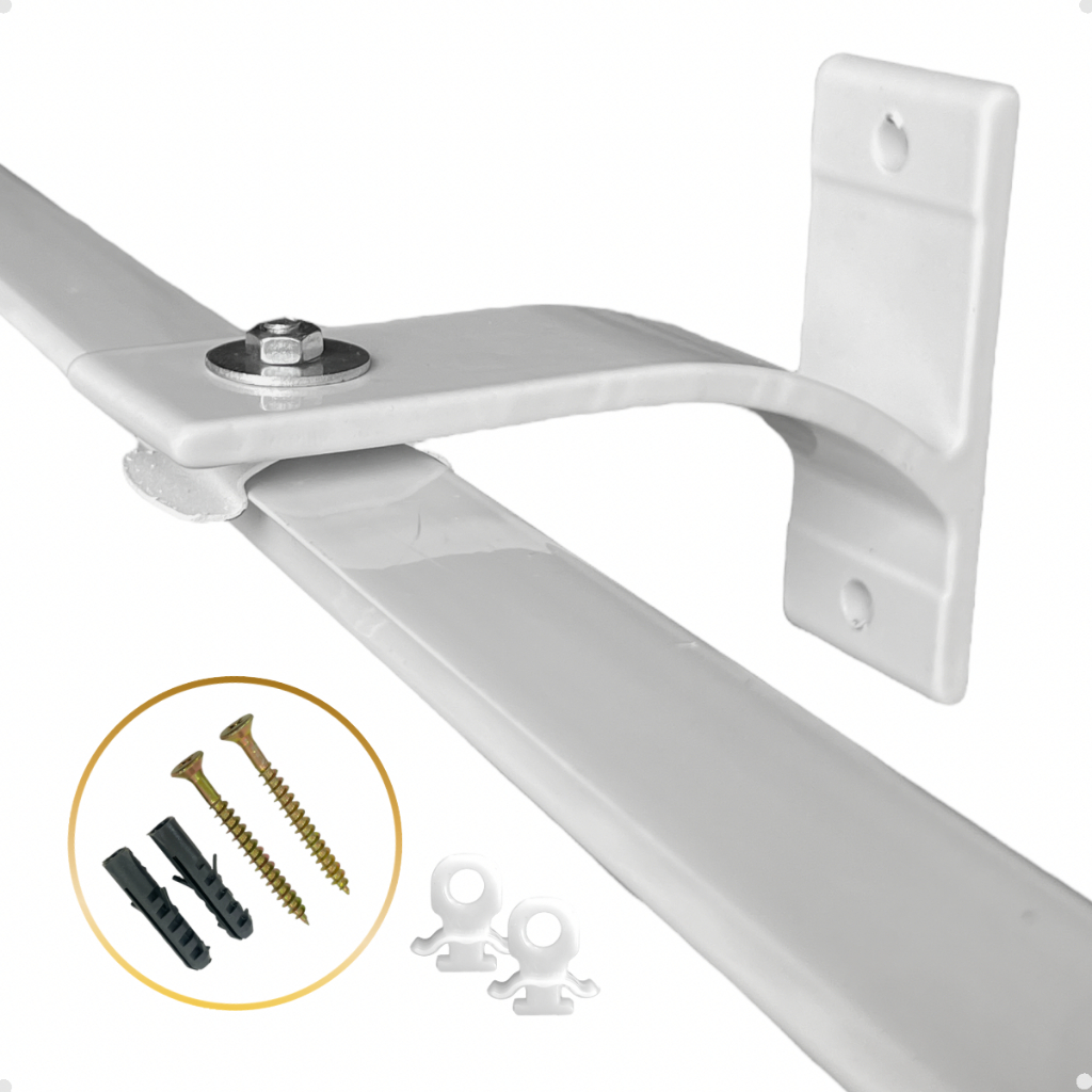 Kit Trilho Suiço Max Simples 2,14m Cortina Wave Instalação Parede Deslizante em Oferta na Shopee