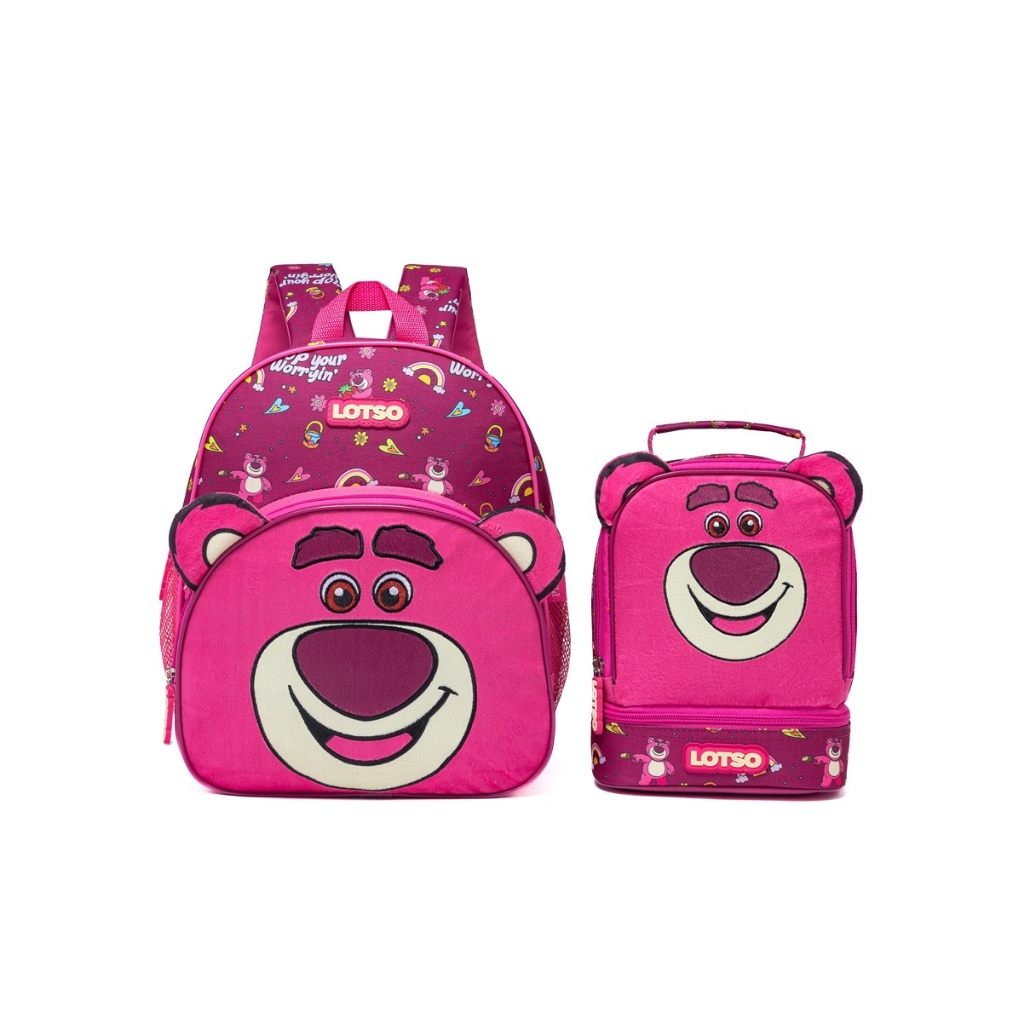 Kit Mochila De Costas Lancheira Infantil Lotso Escolar Passeio