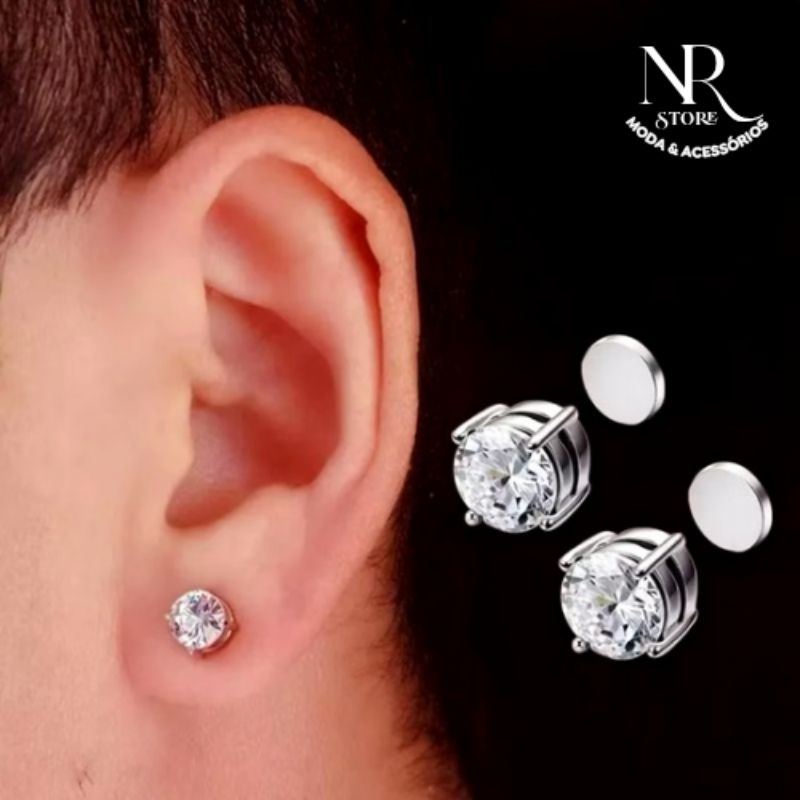 Brincos de Pressão Magnético 6mm - 8mm Brilhante Masculino/Feminino (não precisa de furo) em Oferta na Shopee