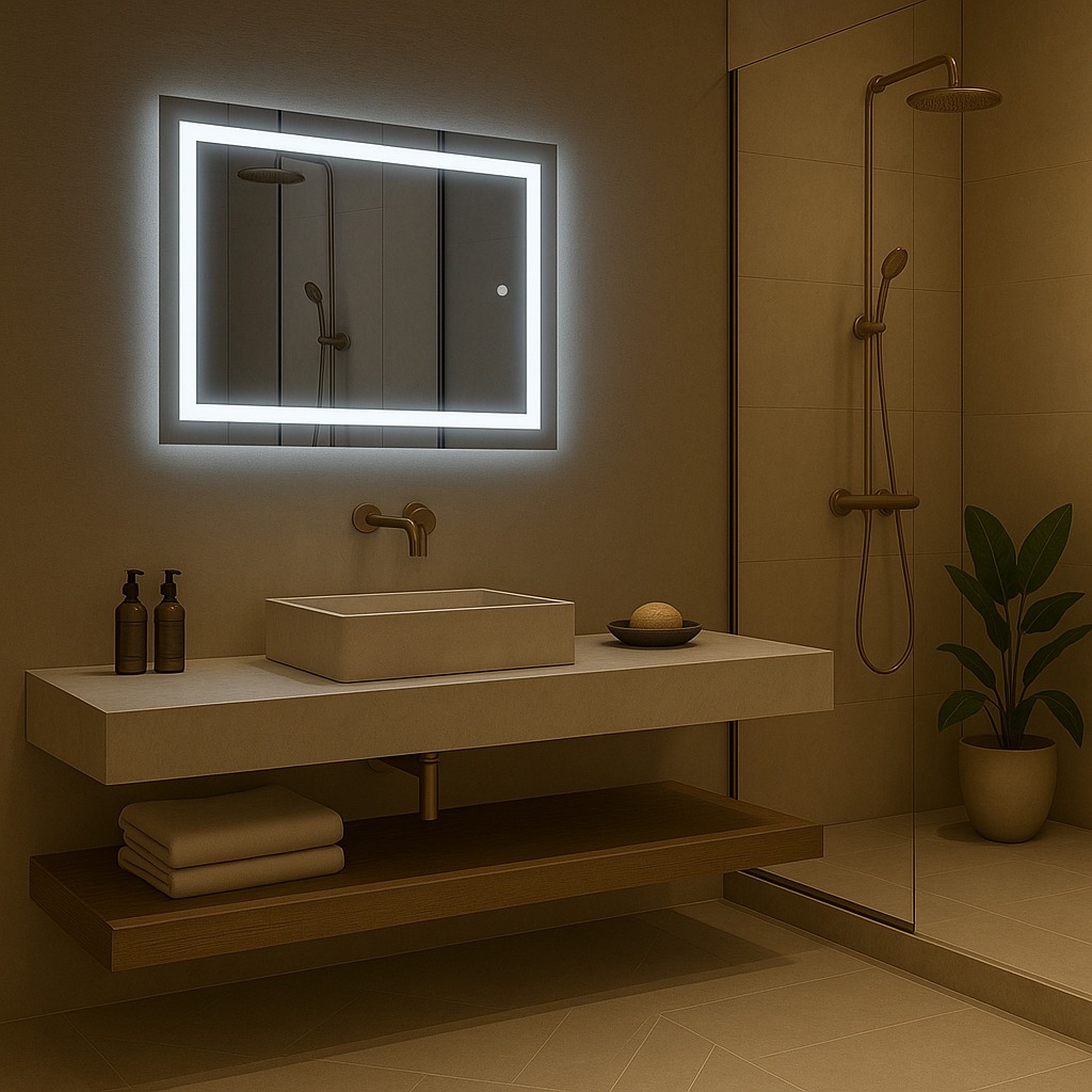 Espelho Retangular 90cm x 60cm Led Jateado Touch Grande Decorativo Bivolt Moderno Sala Quarto Banheiro 3 TONS DE LED · foto 2