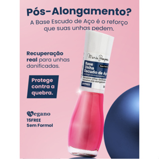 Esmaltes Hipoalergênicos Maria Pomposa - BASE ESCUDO DE AÇO 15 FREE - 8,5ml em Oferta na Shopee