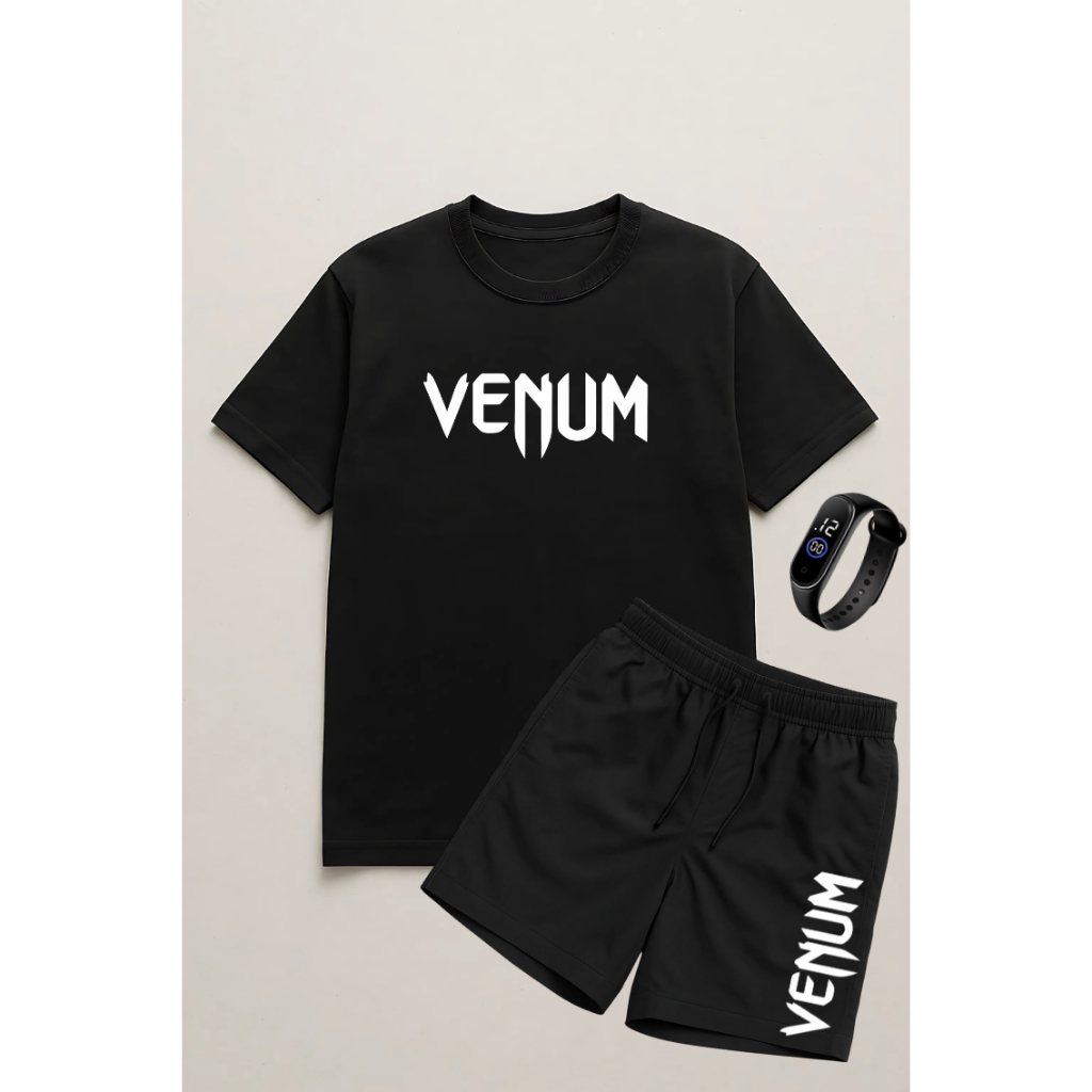 Conjunto venum – Camiseta 100% Algodão + Bermuda Tactel varias cores + Relógio de Brinde