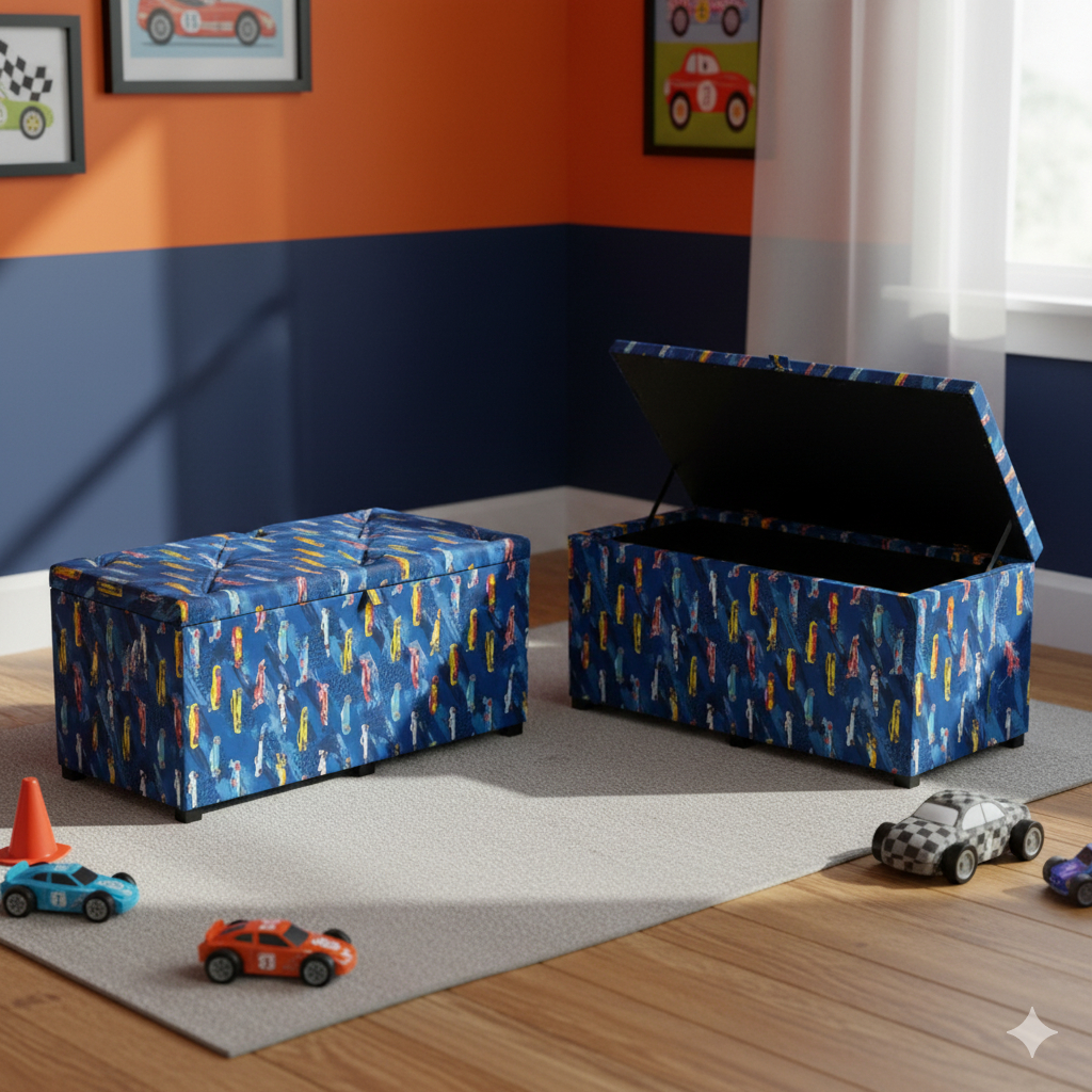 Puff Baú Retangular Pé De Cama Baú Dino Organizador Corino Quarto E Sala 0,90x0,45x0,42cm