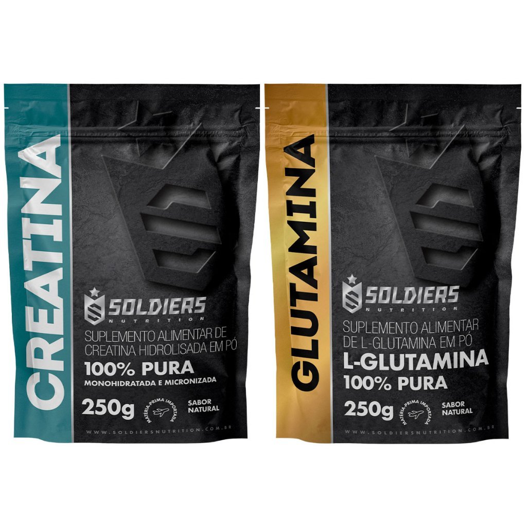 Kit: Creatina Monohidratada 250g + Glutamina 250g - 100% Pura Importada - Soldiers Nutriti em Oferta na Shopee
