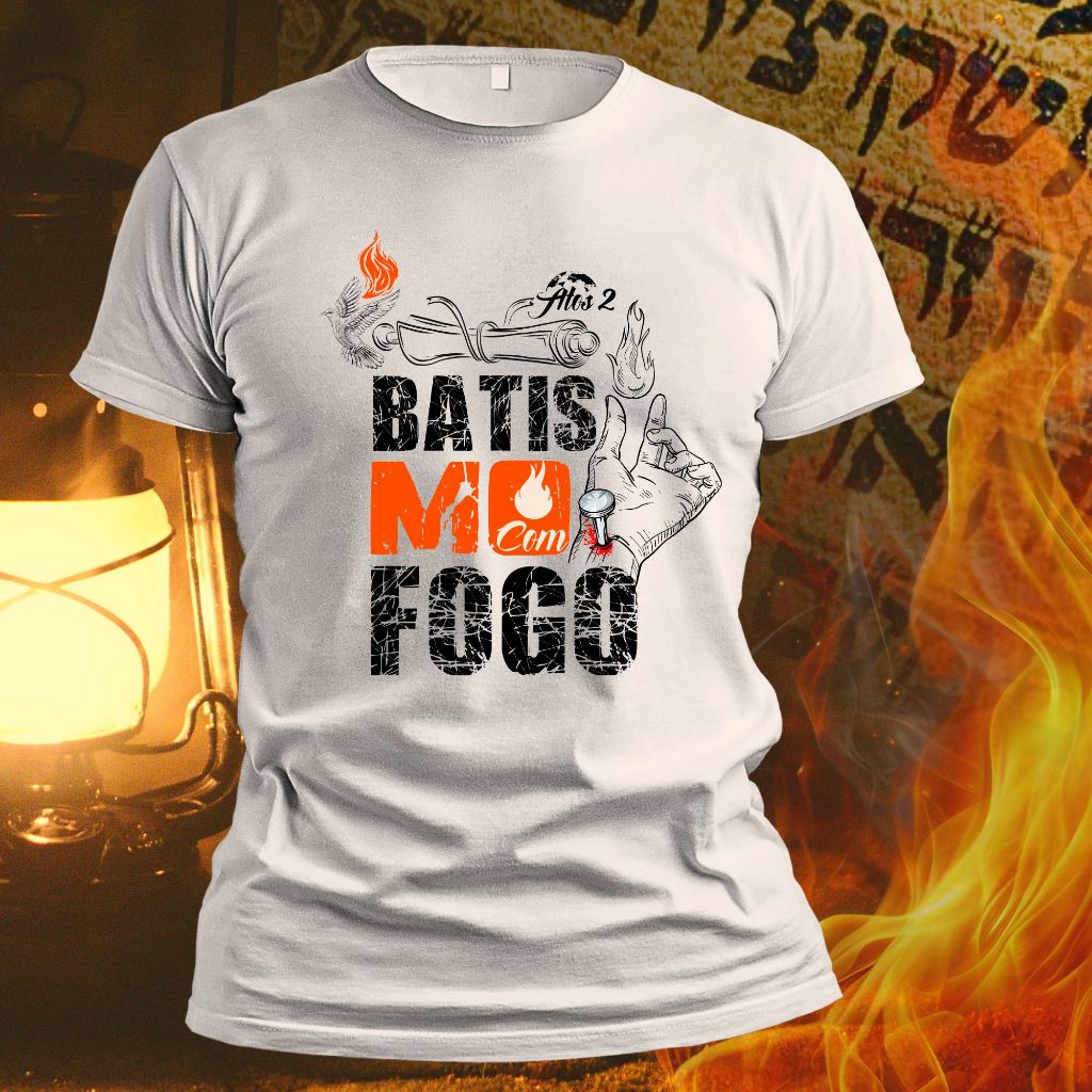 Camiseta Branca Gospel Unissex com Estampa Cristã Batismo Roupa de Estilo e Fé| Poliéster e Elastano| Personalizada