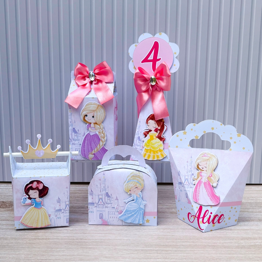 Kit 50 caixas Personalizado Princesas Disney Cute| Aniversário Princesas Disney Baby | Lembrancinha de festa Princesas