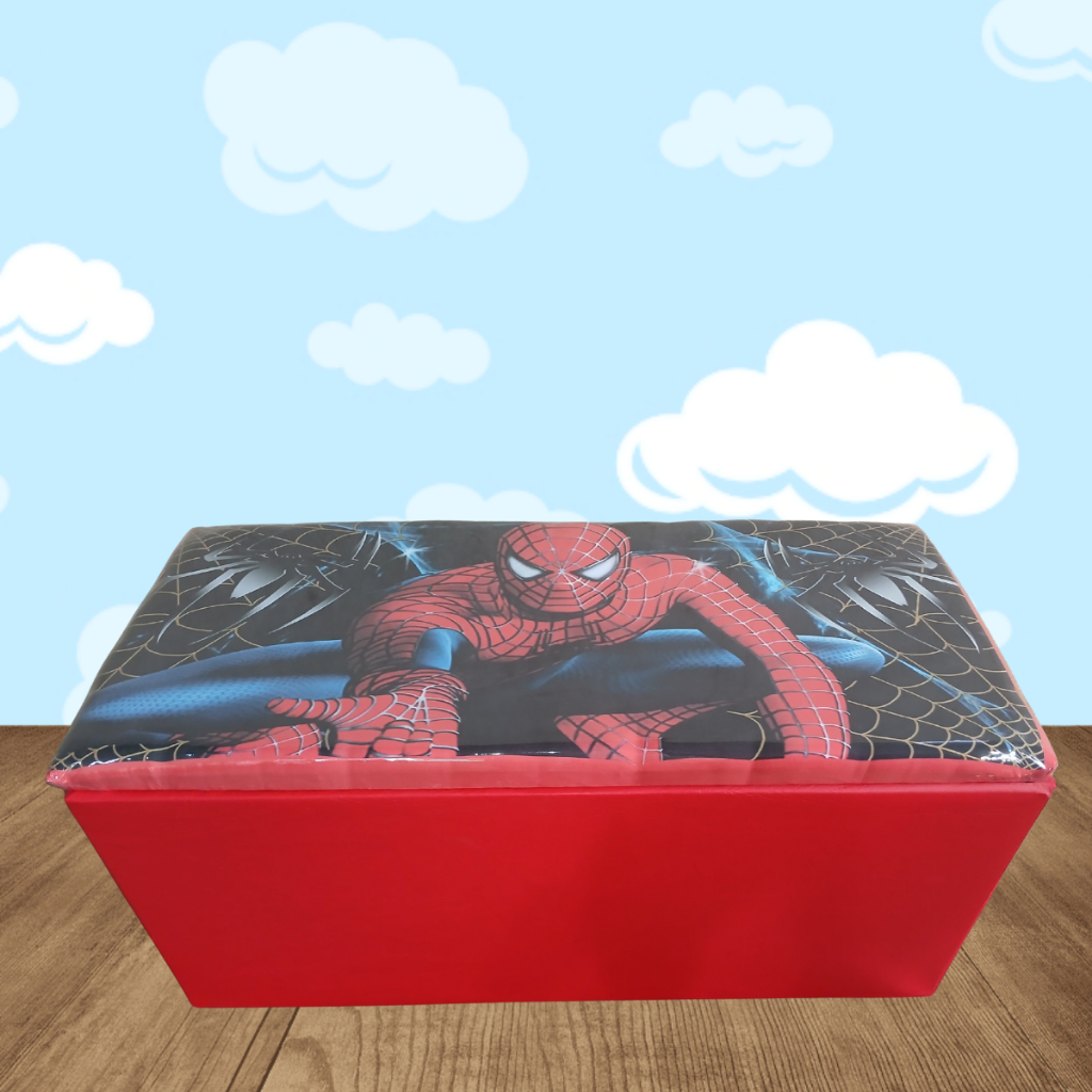 Baú infantil Homem Aranha puff baú guarda brinquedos 90 cm decorado puff organizador