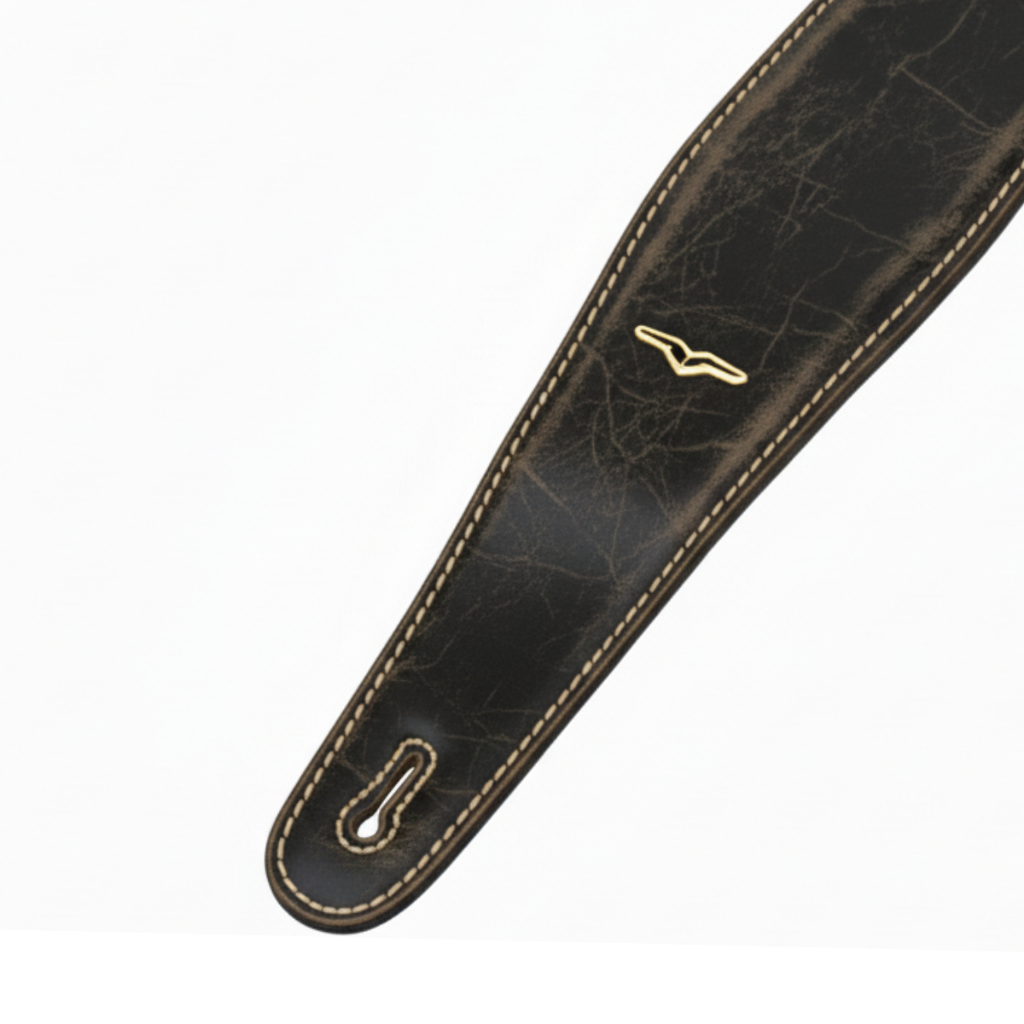 Correia Alça Almofada Vintage Café Para Contra Baixo Bass 11cm Com Regulagem