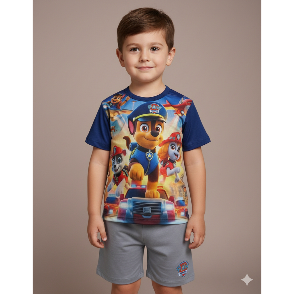 Conjunto Verão Camiseta/Bermuda Patrulha Canina