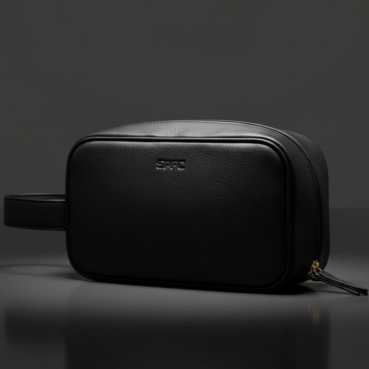 Necessaire Premium de Couro Legítimo Organizador Viagem Academia Preto São Paulo Futebol Clube SPFC
