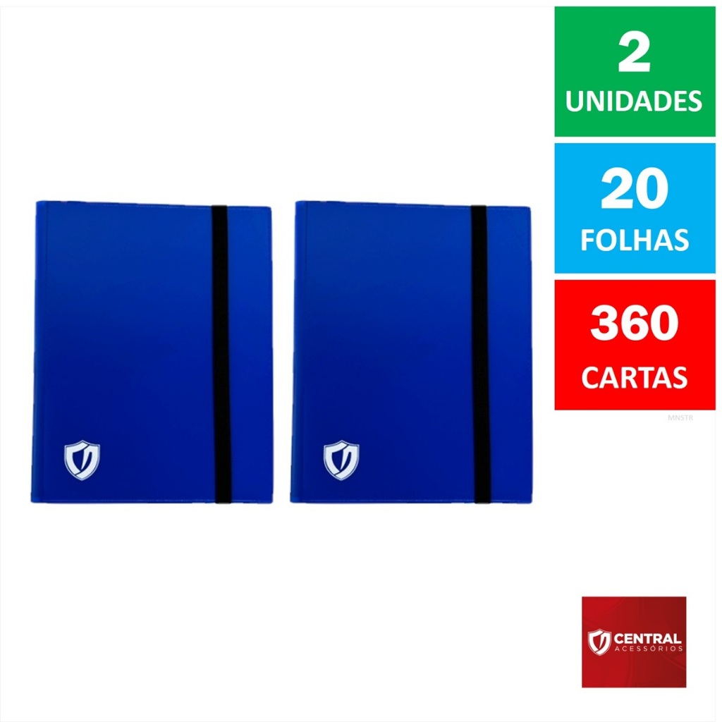 Álbum Color 3X3 Azul 360 Cartas Magic TCG Central Acessórios - Kit Com 2X