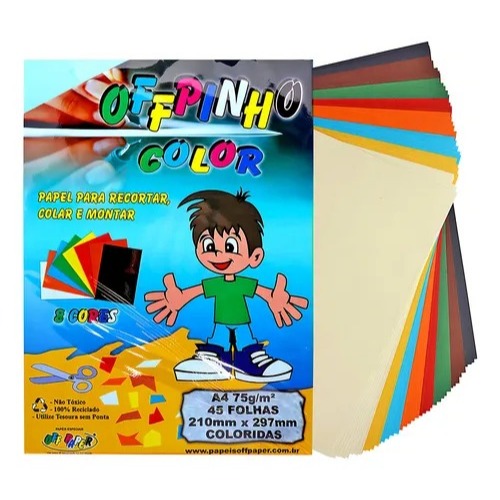 PAPEL OFFPINHO COLOR A4 75GRS 8 CORES 45 FLS