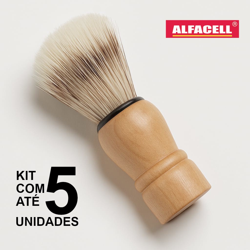 Pincel Para Barbear 10cm Cabo de Madeira Kit ou Unidade