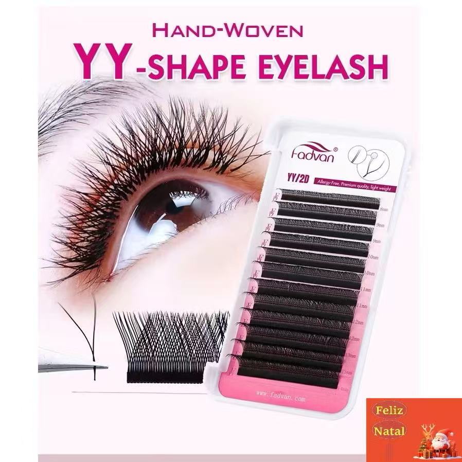 Cilios Fadvan YY Shape Lashes 0.07 Faux Mink D 8-15mm Black Natural Brasileiras Suaves Premade Volume De Ventilador