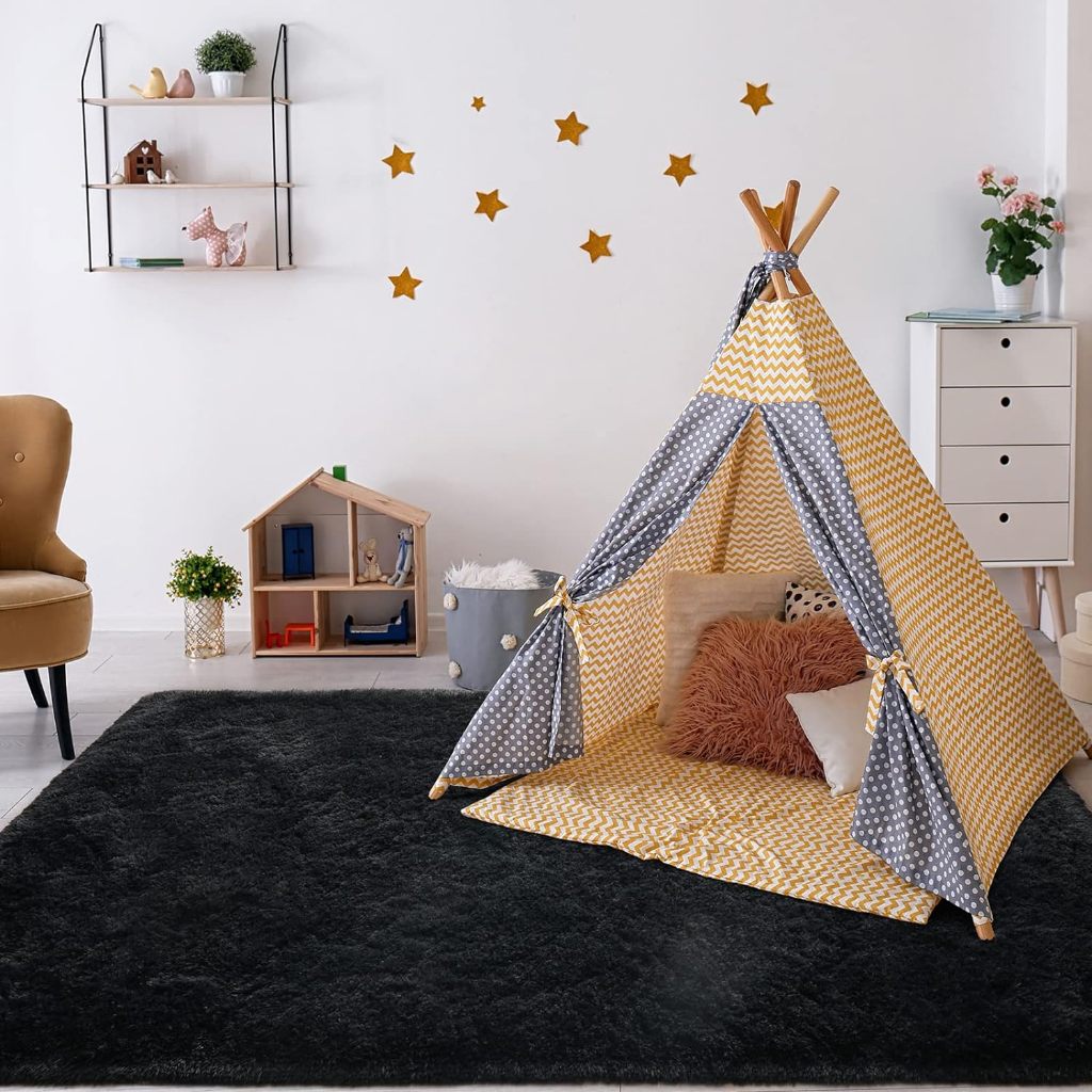 Tapete Sala 1,00x1,40mt Felpudo Preto Antiderrapante em Oferta na Shopee