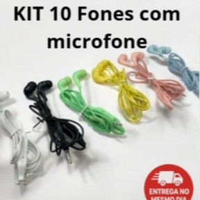 KIT 10 FONES DE OUVIDO ESTÉREO COM FIO E MICROFONE em Oferta na Shopee