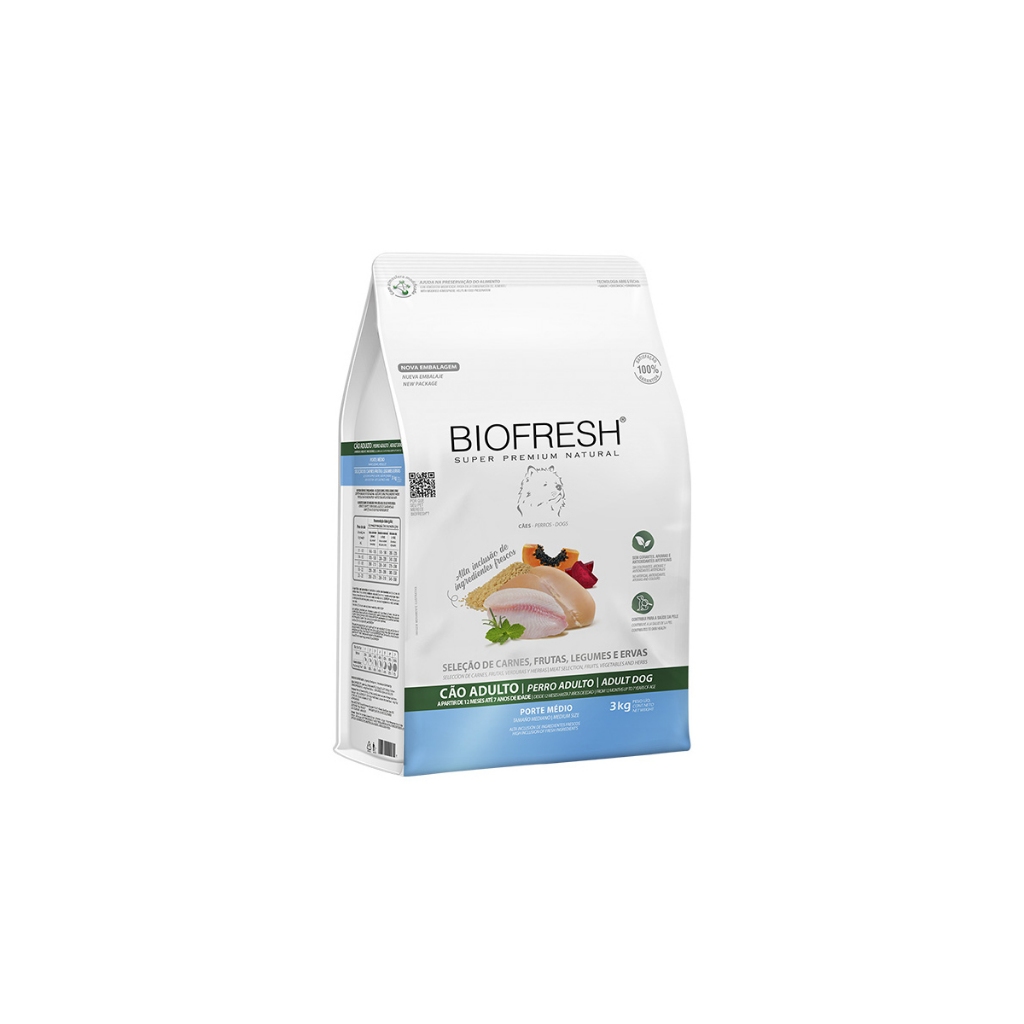 Ração Biofresh Cães Cachorro Adulto Raças Medias Saco 3kg em Oferta na Shopee