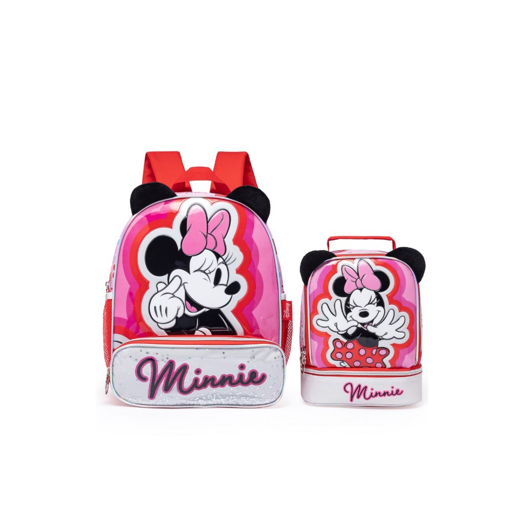 Kit Mochila De Costas Minnie Escolar Infantil Feminina Disney em Oferta na Shopee