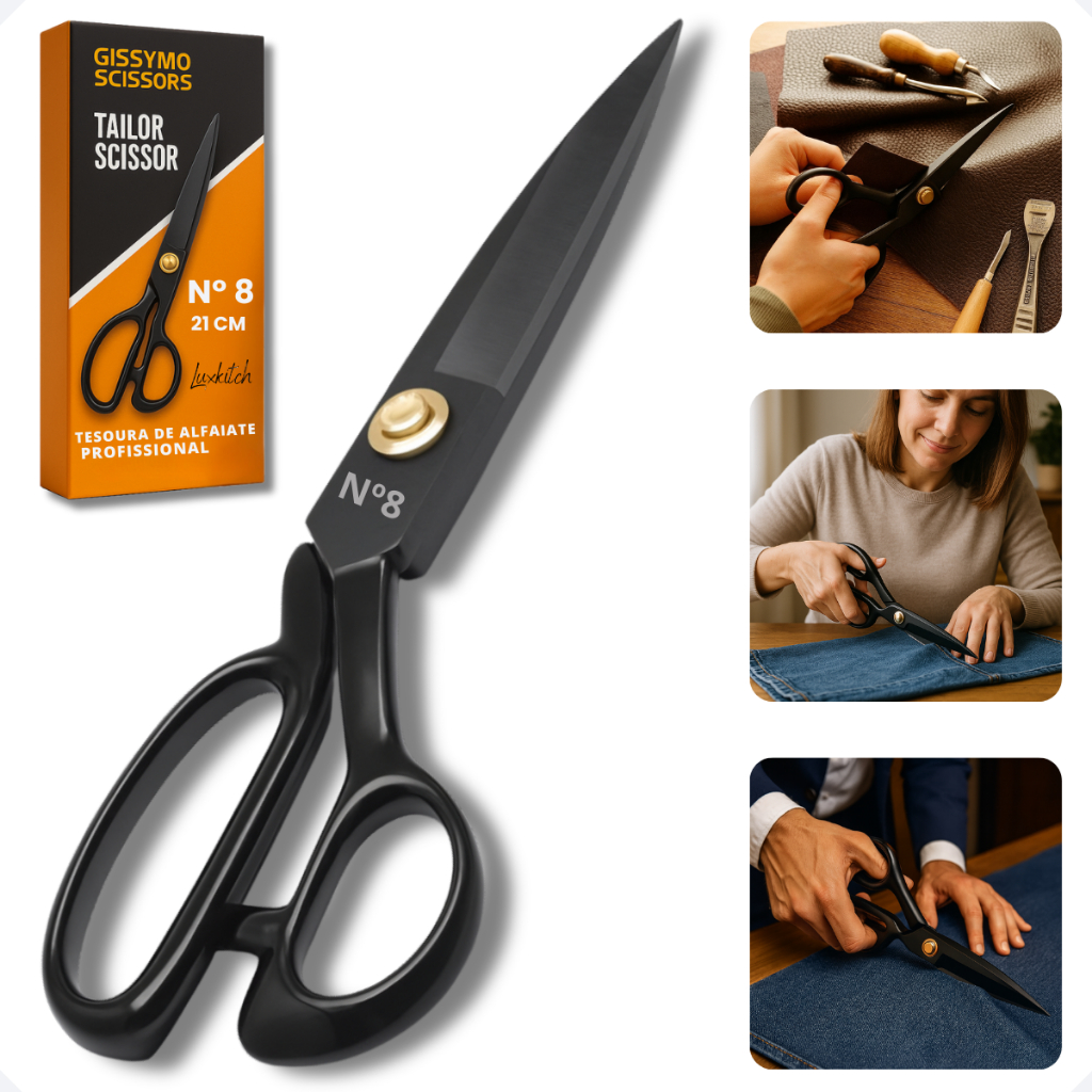 Tesoura de Alfaiate Uso Profissional Doméstico Corte Costura Roupas Tecidos Jeans Couro em Oferta na Shopee
