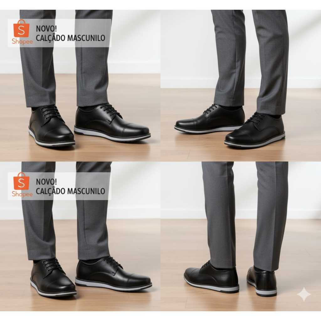 Sapato Masculino Oxford Casual Sapato Social Derby Moderno Confortável