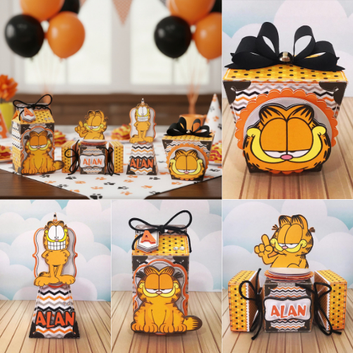 KIT MONTADO - kit personalizados GARFIELD, lembrancinhas caixinhas mimos de aniversário festa infantil