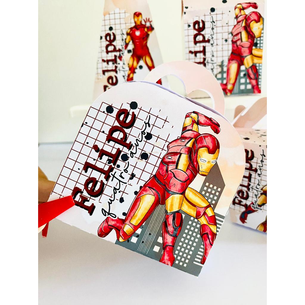 KIT LEMBRANCINHA PERSONALIZADA DE ANIVERSÁRIO HOMEM DE FERRO - PAPELARIA PERSONALIZADA PEGUE E MONTE