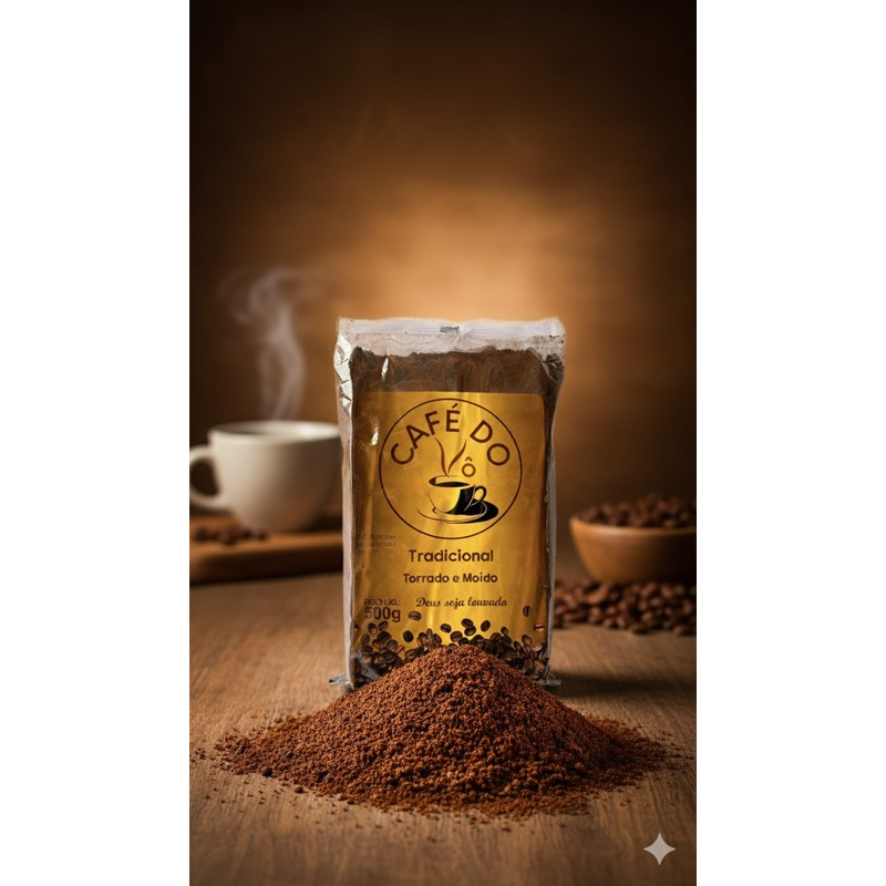Café caseiro artesanal 500gr Árabica 100% torrado e moído- Café do Vô