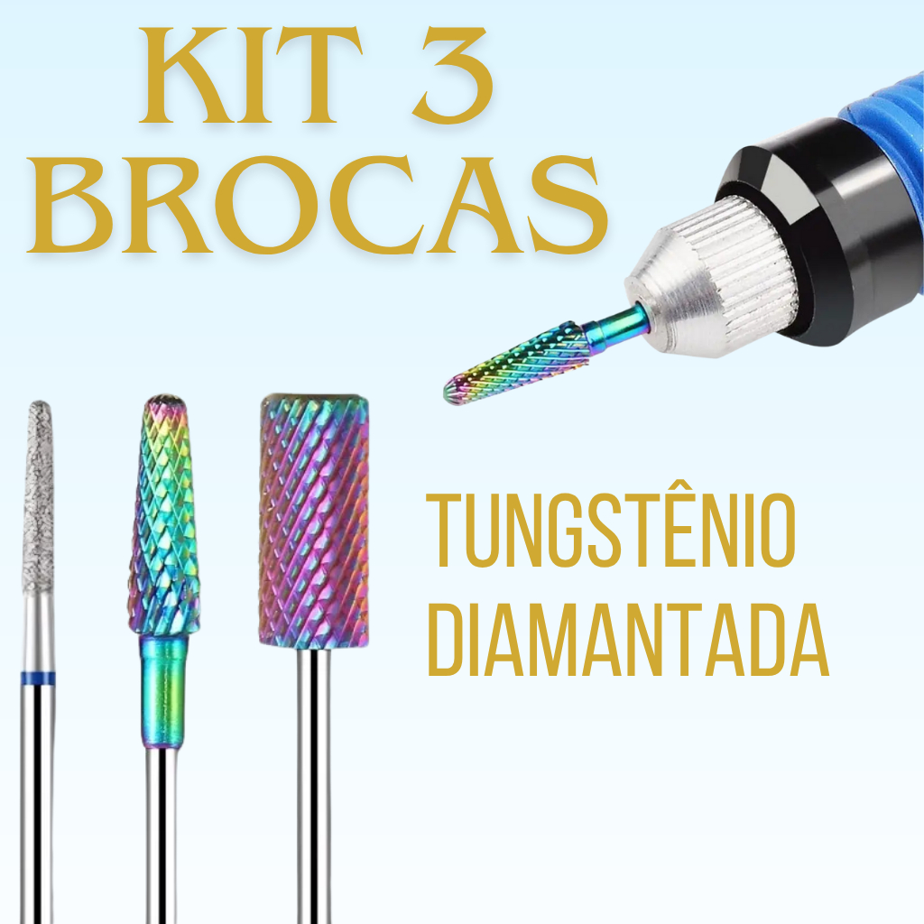 Kit 3, 2 ou 1 Broca Unha Tungstênio E Diamantada Microdont Remoção Acabamento Nivelamento CurvaturaC em Oferta na Shopee