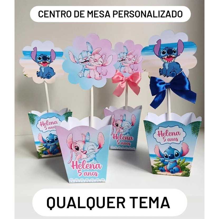 10 unidades Centro de Mesa Cachepô Festa Stitch e Angel - Lembrancinhas Personalizadas(não acompanha laços) em Oferta na Shopee