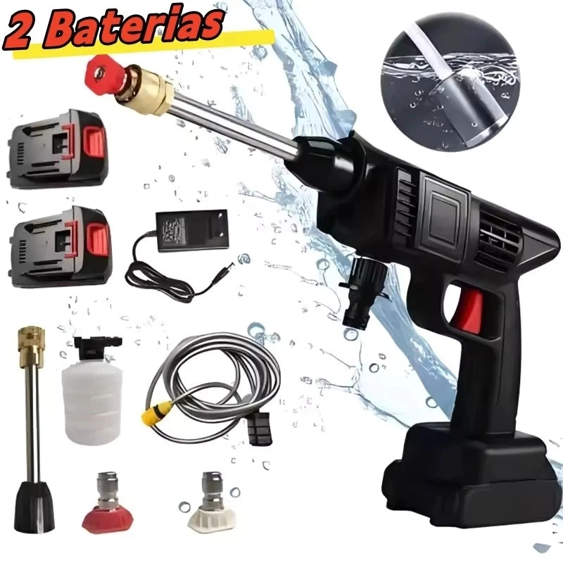 Lavadora de alta pressão profissional portátil sem fio de dupla voltagem, 110 V e 220 V, com um par de baterias de 48 V em Oferta na Shopee