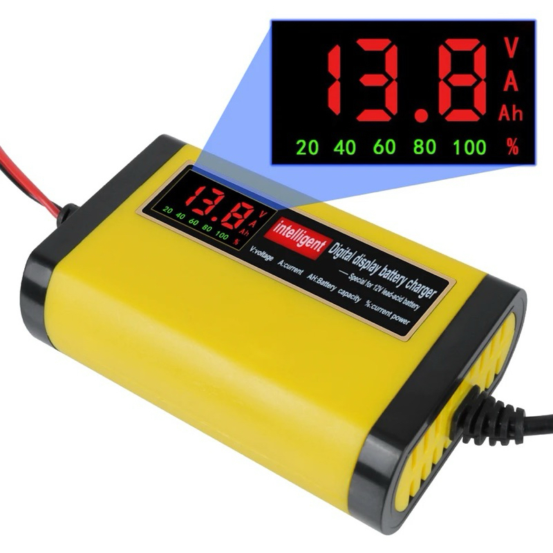 Carregador bateria carro e moto12v automotivo inteligente portátil carga lenta display digital novo Modelo 2025 110/220v