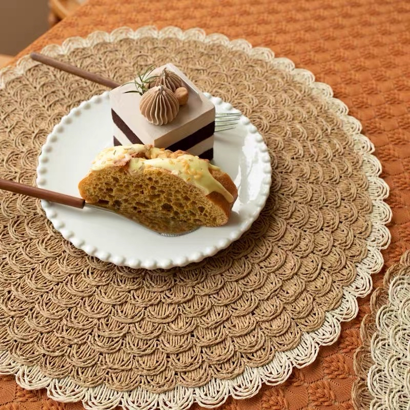 6 ou 12 Peças Jogo Americano Kit Trançado Redondo para Mesa de Jantar Sousplat Decorativo