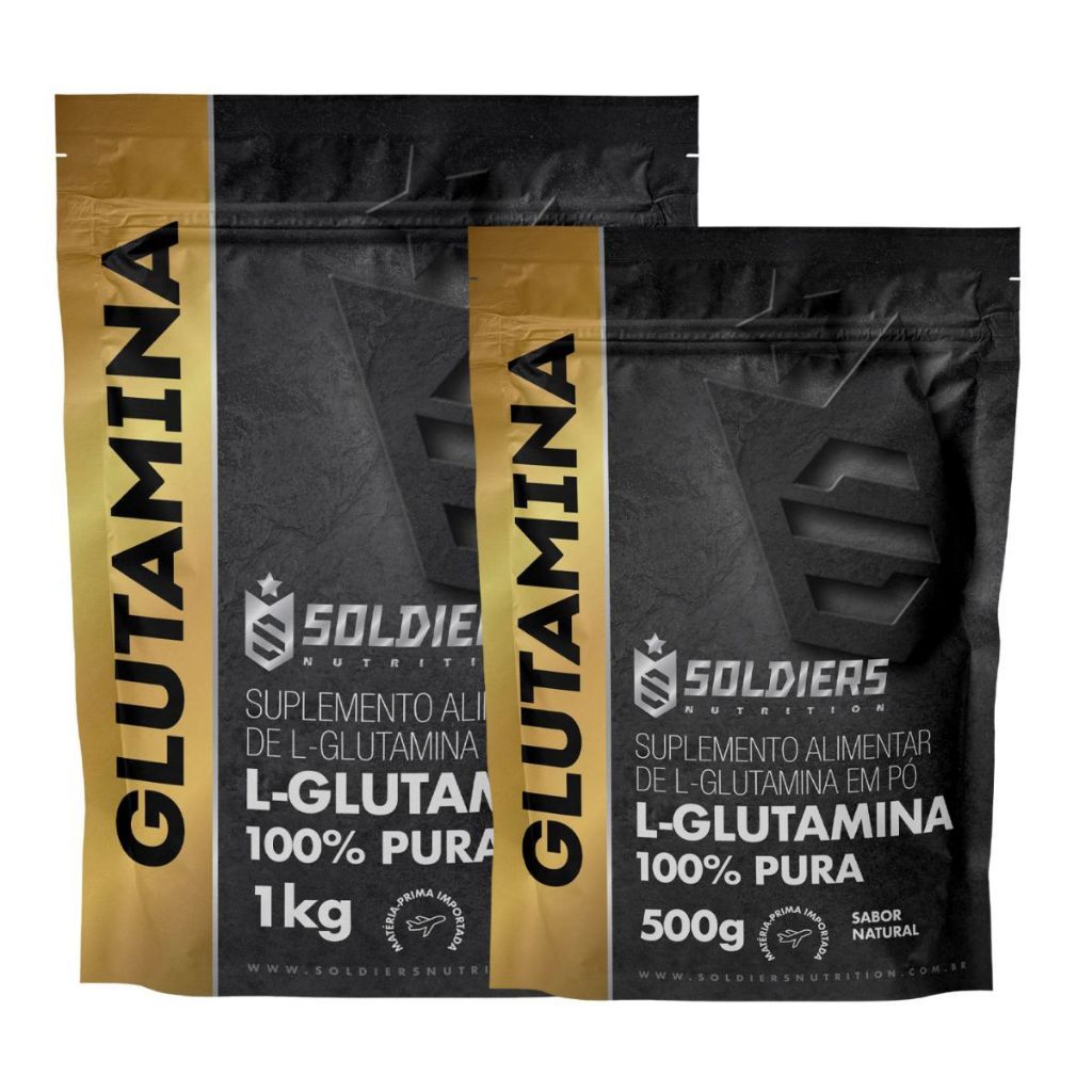 Kit: Glutamina 1Kg + Glutamina 500g - 100% Pura Importada - Soldiers Nutritio em Oferta na Shopee