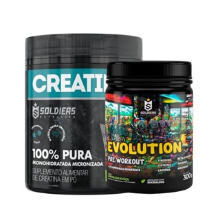 Kit: Creatina 300g + Pré Treino Evolution 300g Soldiers Nutrition Força Performance em Oferta na Shopee