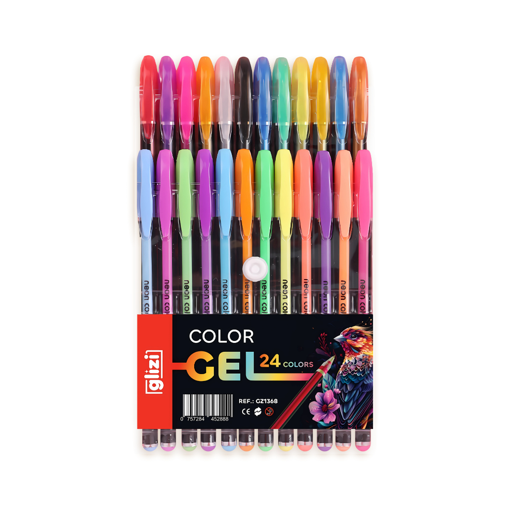 Caneta Gel Glizi Color Gel 24 Cores – Neon e Glitter | Escrita Criativa e Artística
