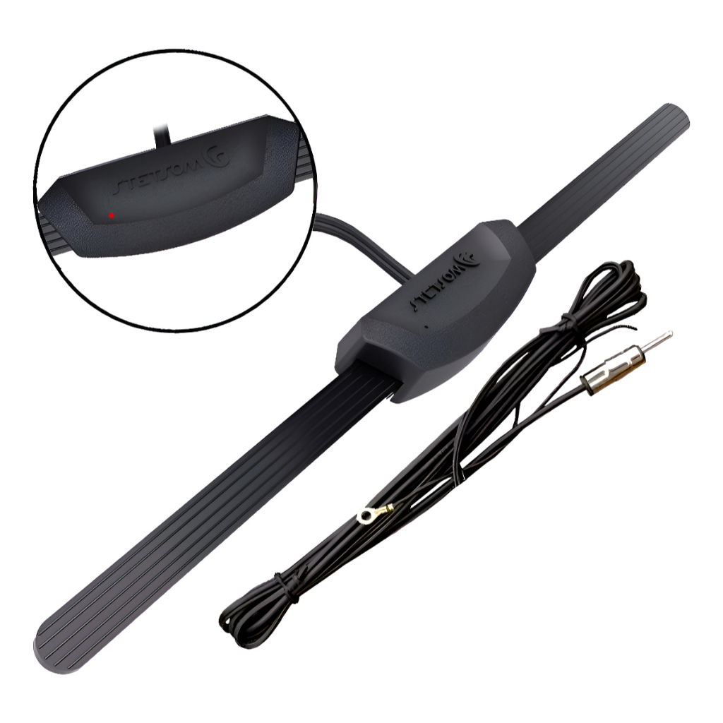 Antena Am Fm Radio Automotivo Interna Parabrisa Amplificada Stetsom ST900 Universal Carro Veicular