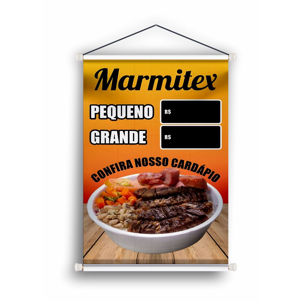 BANNER LONA ARTE PRONTA - MARMITEX em Oferta na Shopee