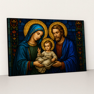 Quadro Decorativo Sagrada Família Religioso Jesus Maria José Estilo Vitrail em Oferta na Shopee