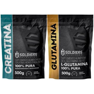 Kit: Creatina Monohidratada 500g + Glutamina 500g - 100% Puro Importado - Soldiers Nutrition em Oferta na Shopee