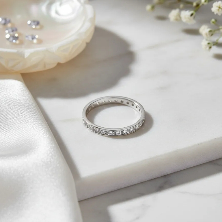 Aparador De Aliança Zircônias Loop Florenzza Em Prata 950 em Oferta na Shopee