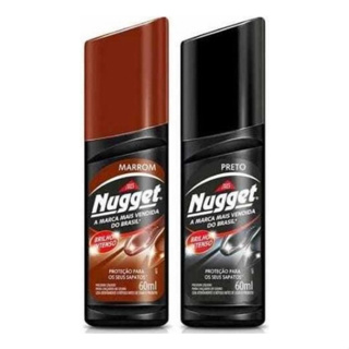 Kit Polidor Sapato Líquido Preto E Marrom Nugget Frasco 60ml em Oferta na Shopee