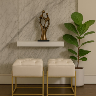 Kit 2 Puff Quadrado Para Penteadeira Pé Reto Capitonê Varias Cores Quarto Sala Recepção Base Dourado em Oferta na Shopee