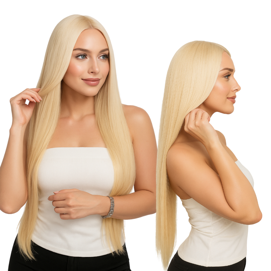 Peruca Lace Wig Lisa Sem Franja Fibra Futura Natural 70cm P/pranchar Loiro Clarissimo