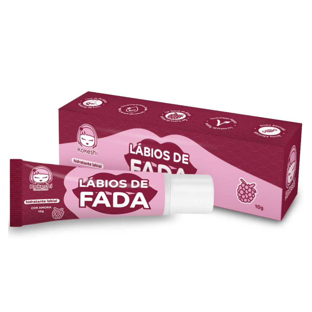 Hidratante Labial Lábios de Fada Amora Manteiga de Karité Kokeshi 10g em Oferta na Shopee