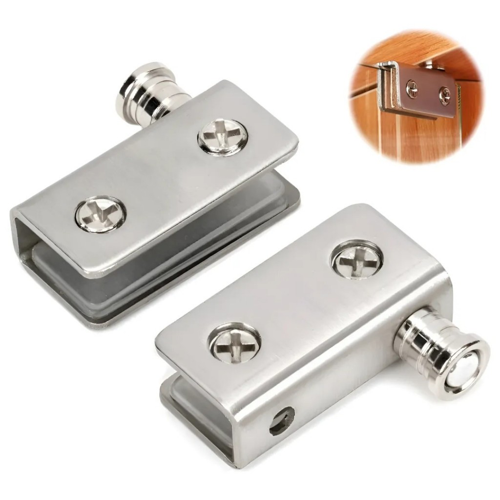 Par Dobradiças Para Porta Vidro Porcelanato Vitrine Cristaleira Encaixe 5-8mm