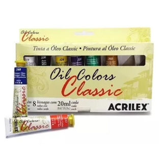 Estojo Tinta A Óleo Colors Classic Com 8 Bisnagas Acrilex em Oferta na Shopee