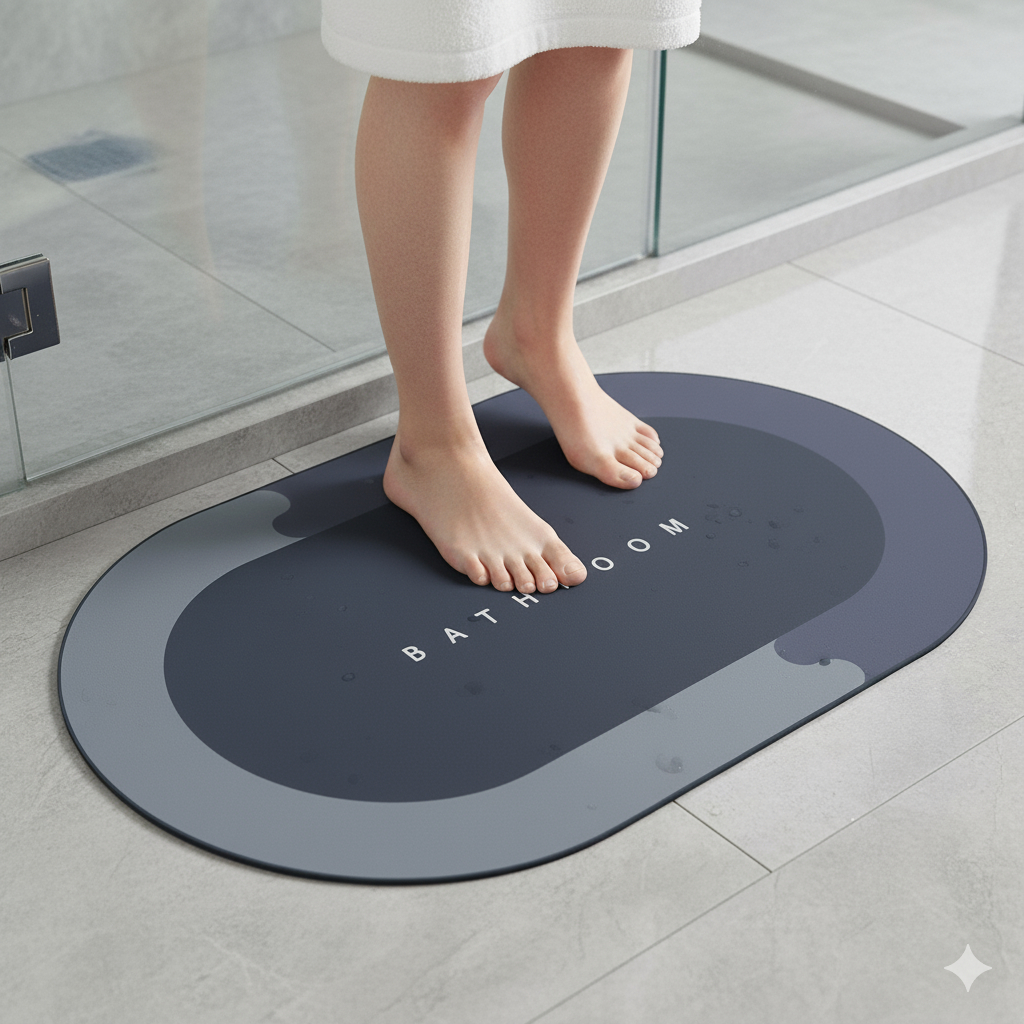 Tapete Antiderrapante Oval Absorvente Banheiro Cor Sortida Decoração Secagem Rápida Segurança